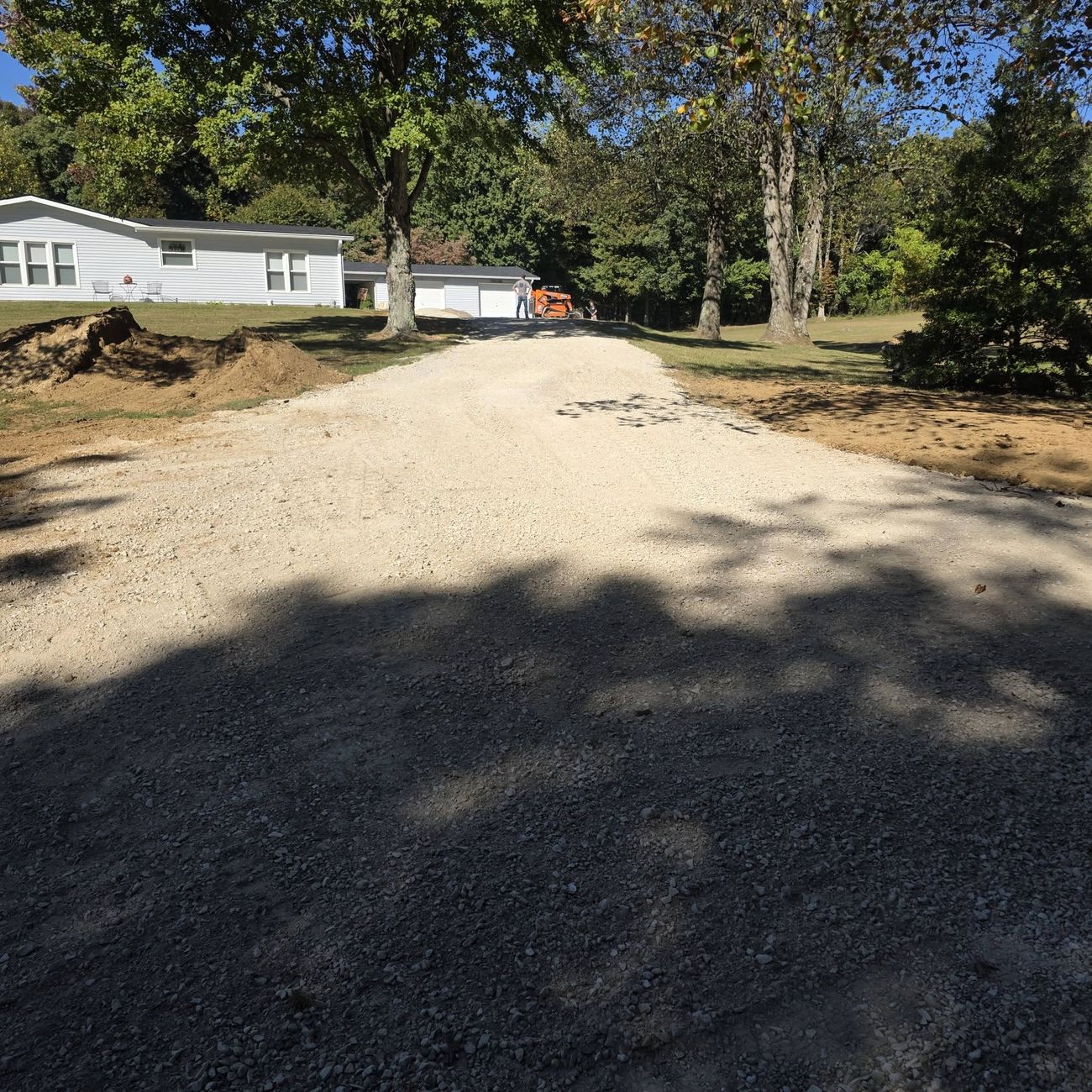 A newly surfaced gravel driveway